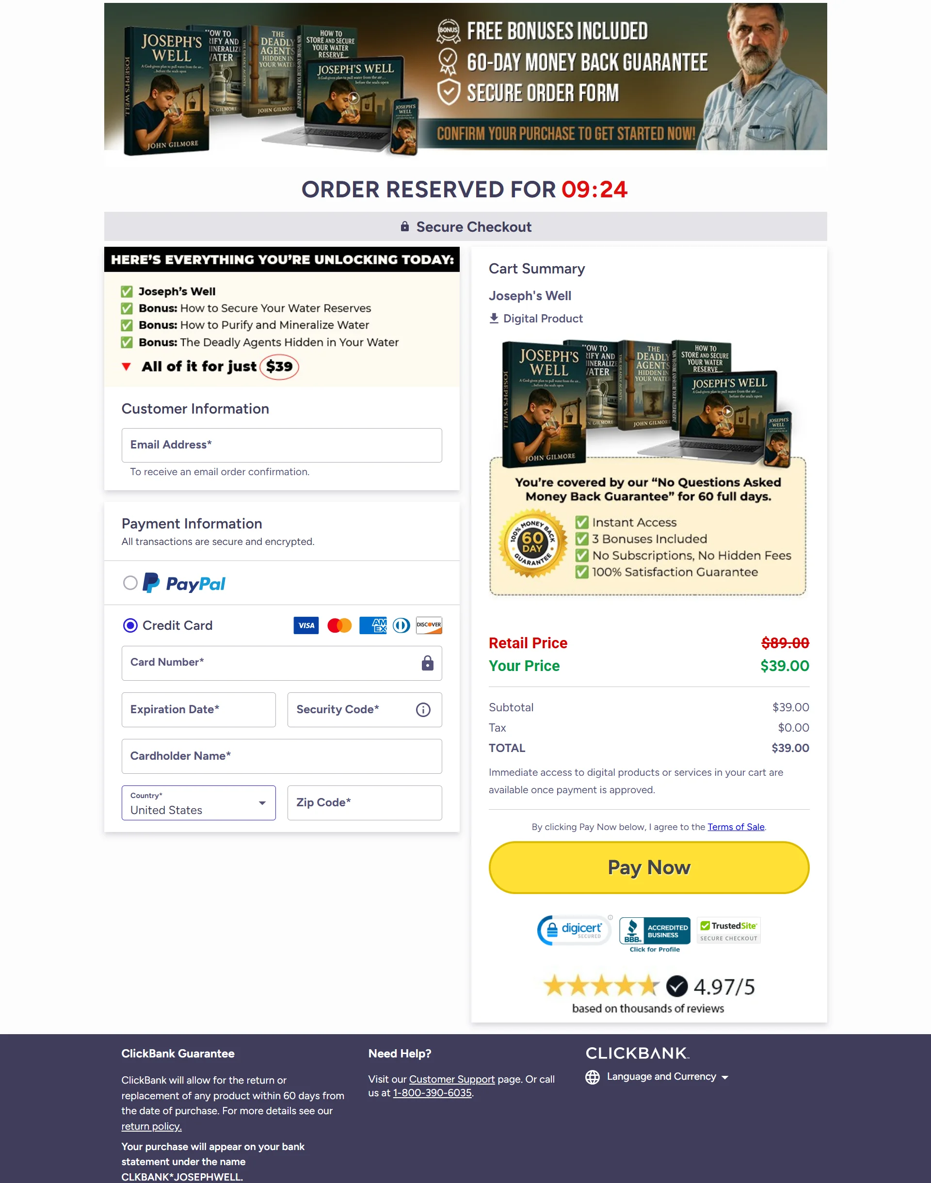 Joseph Well Order Now